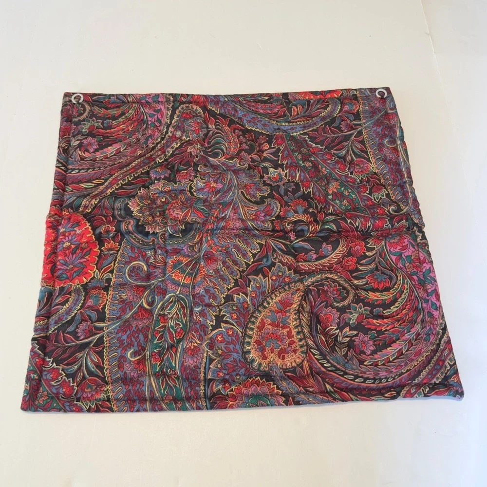 Vintage Santa Claus Woven Tapestry Wall‎ Hanging Paisley Border 18.5x17